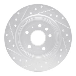 Saab 9-5 Brake Rotor (1) - Rear Right - R1 Concepts - Drilled & Slotted - Silver - `99-`10